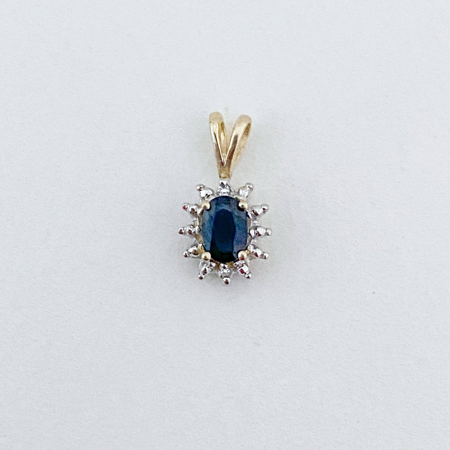 Vintage Sapphire & Diamond Halo Pendant