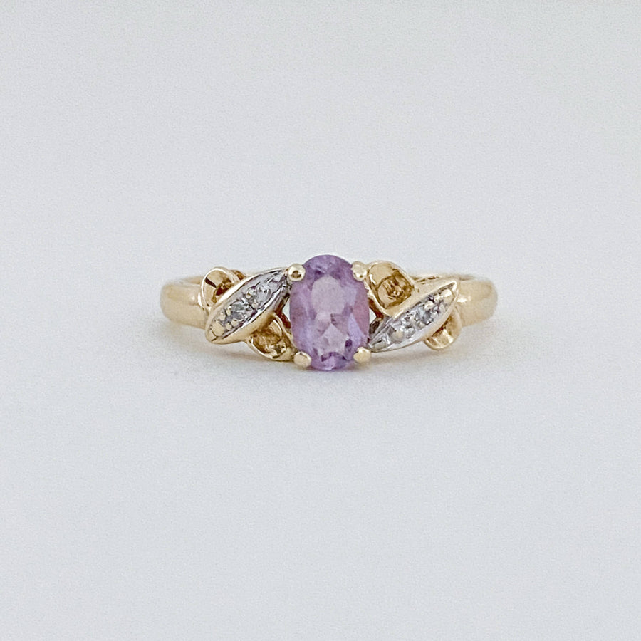 Vintage Amethyst & Diamond Swirl Ring