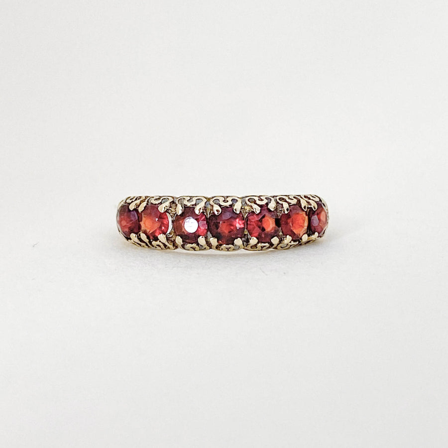 Vintage Garnet Half Eternity Ring