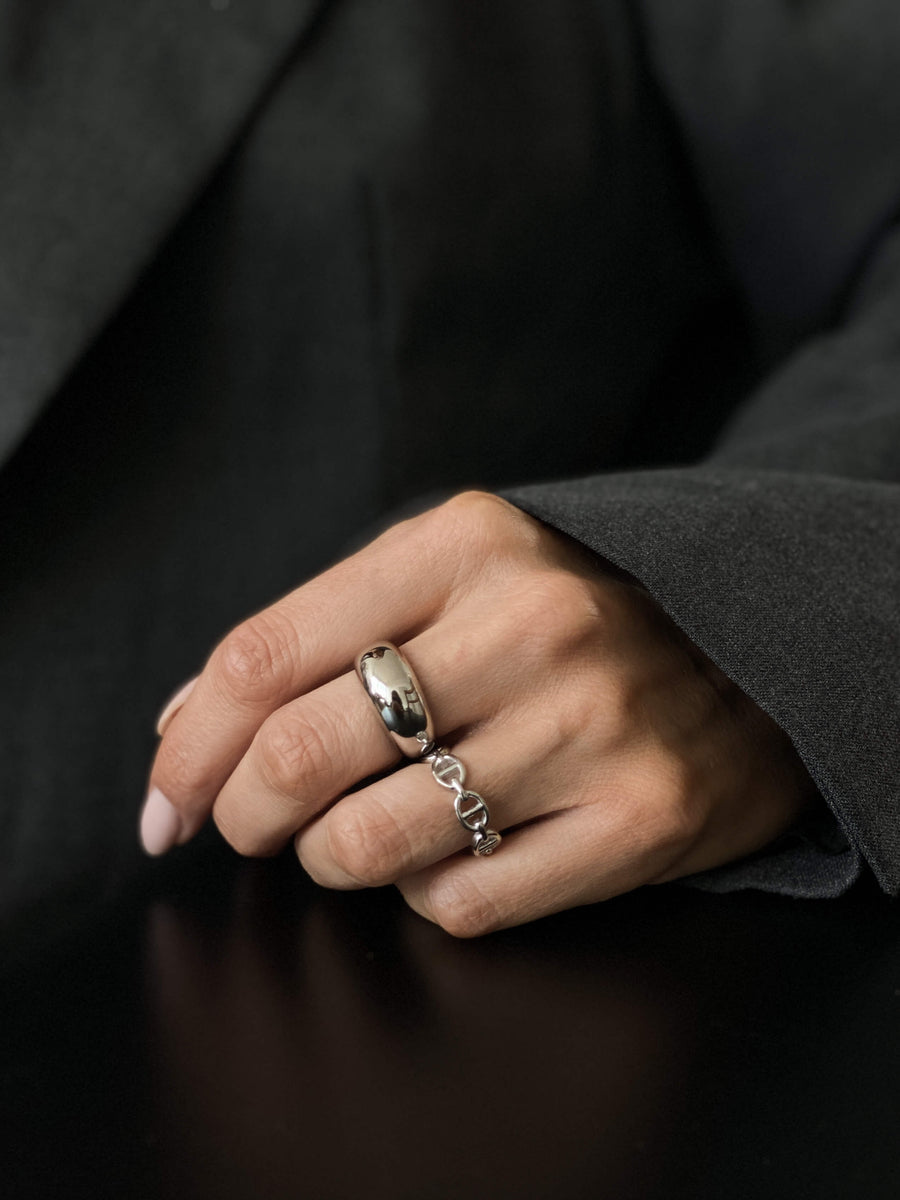 Silver Anchor Infinity Ring
