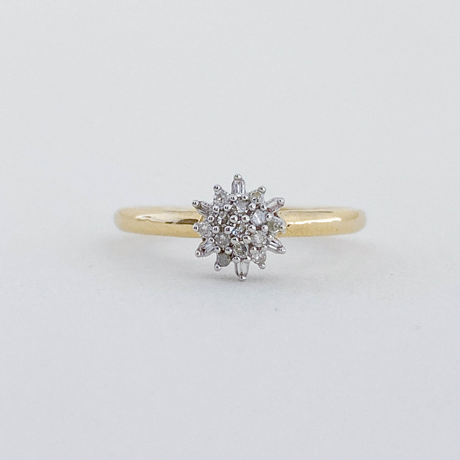 Vintage Diamond Baguettes Cluster Ring