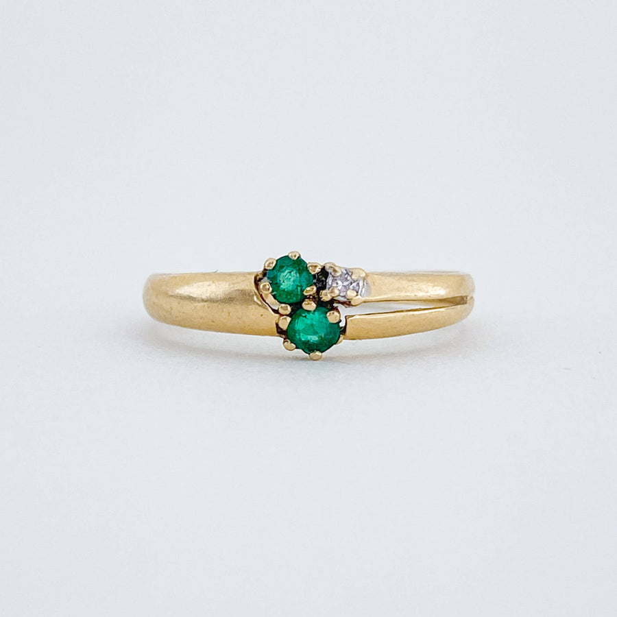 Vintage Emerald & Diamond Trio Ring