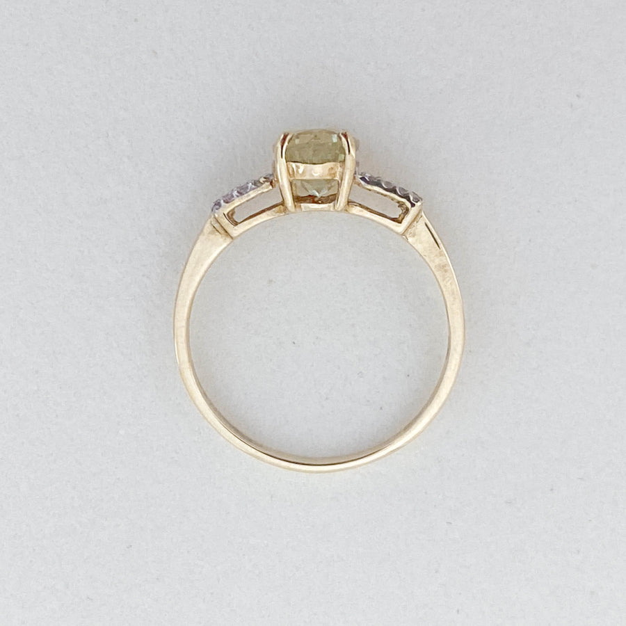 Vintage Prasiolite & CZ Ring