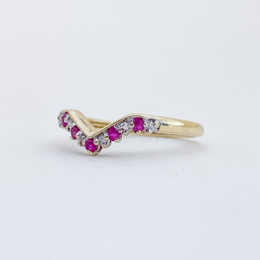 Vintage Ruby & Diamond Wishbone Ring