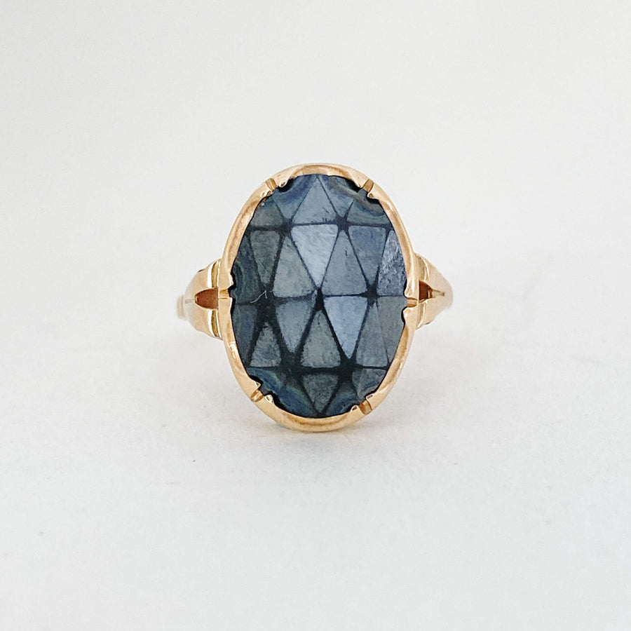 Vintage Hematite Oval Ring