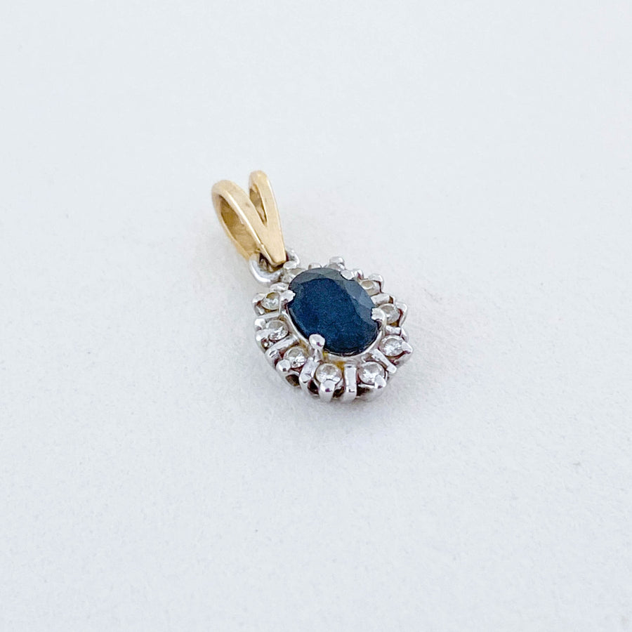 Vintage Sapphire & Diamond Halo Pendant