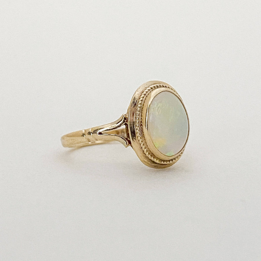 Vintage Opal Oval Milgrain Ring