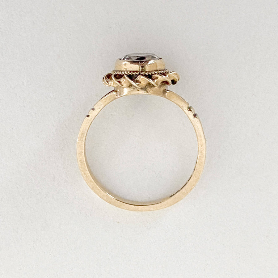 Vintage Smoky Quartz Oval Twist Ring