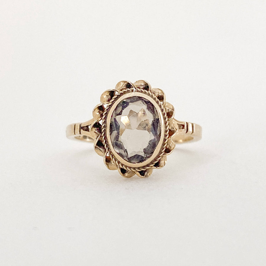 Vintage Smoky Quartz Oval Twist Ring
