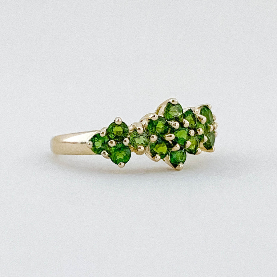 Vintage Chrome Diopside Flowers Ring