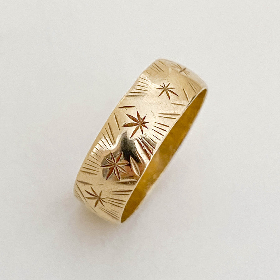 Vintage Celestial Wedding Band