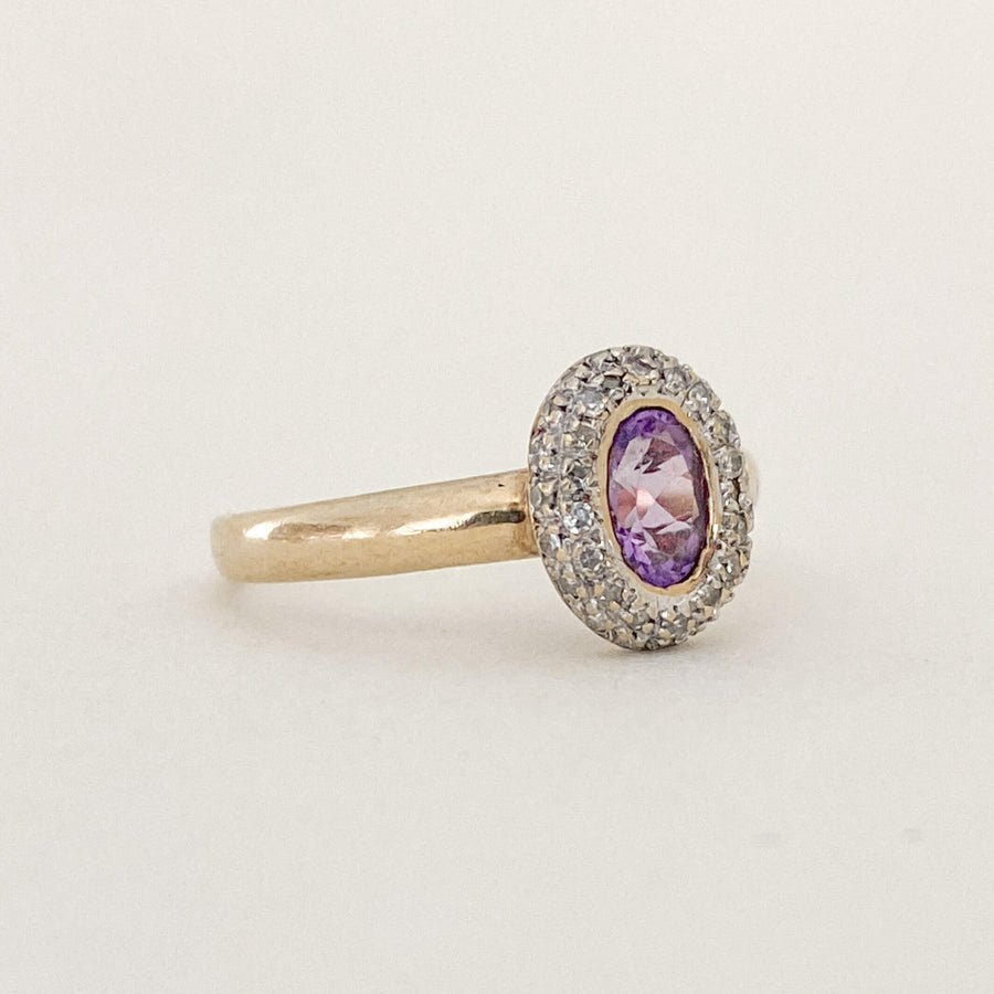Vintage Amethyst & Diamond Halo Ring