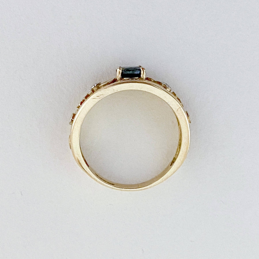 Vintage Sapphire & Diamond Moon Star Ring