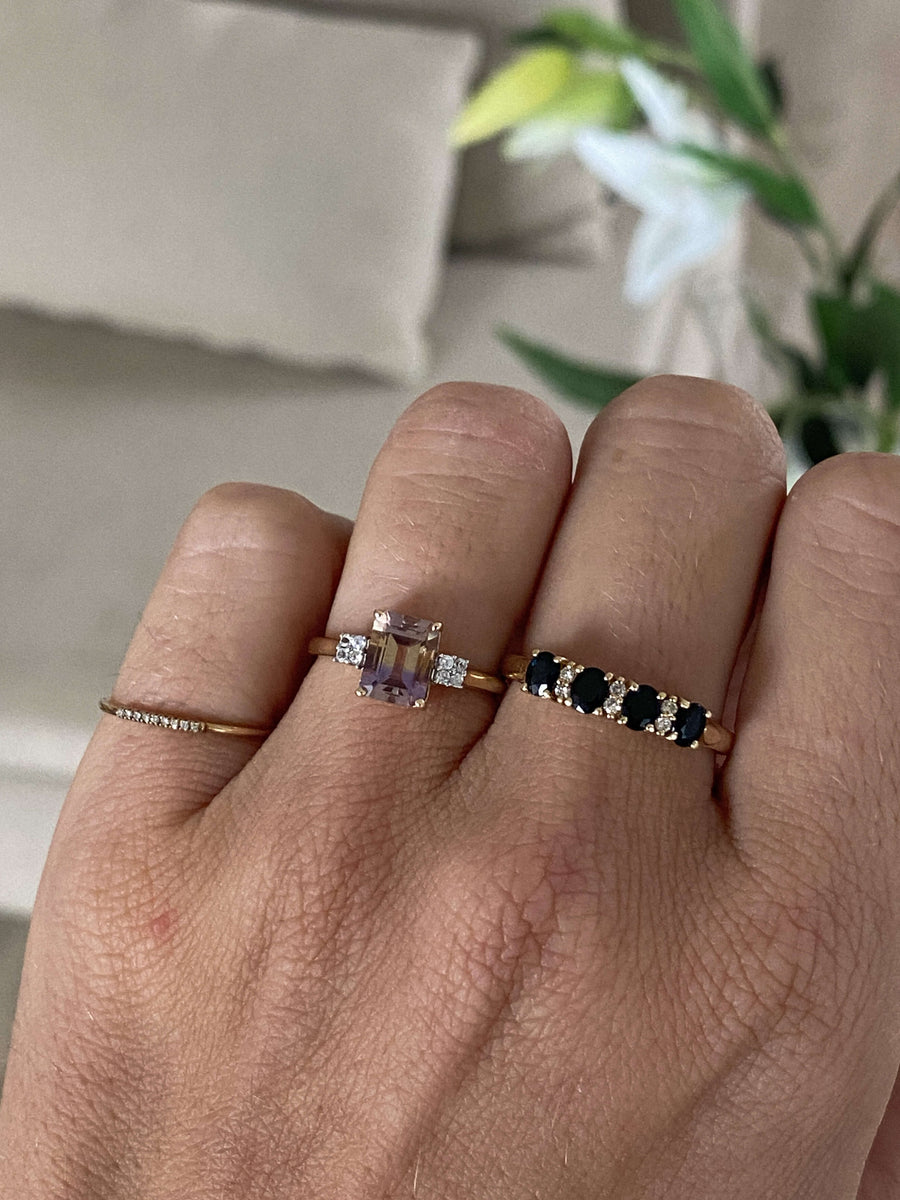 Vintage Sapphire & Diamond Row Ring