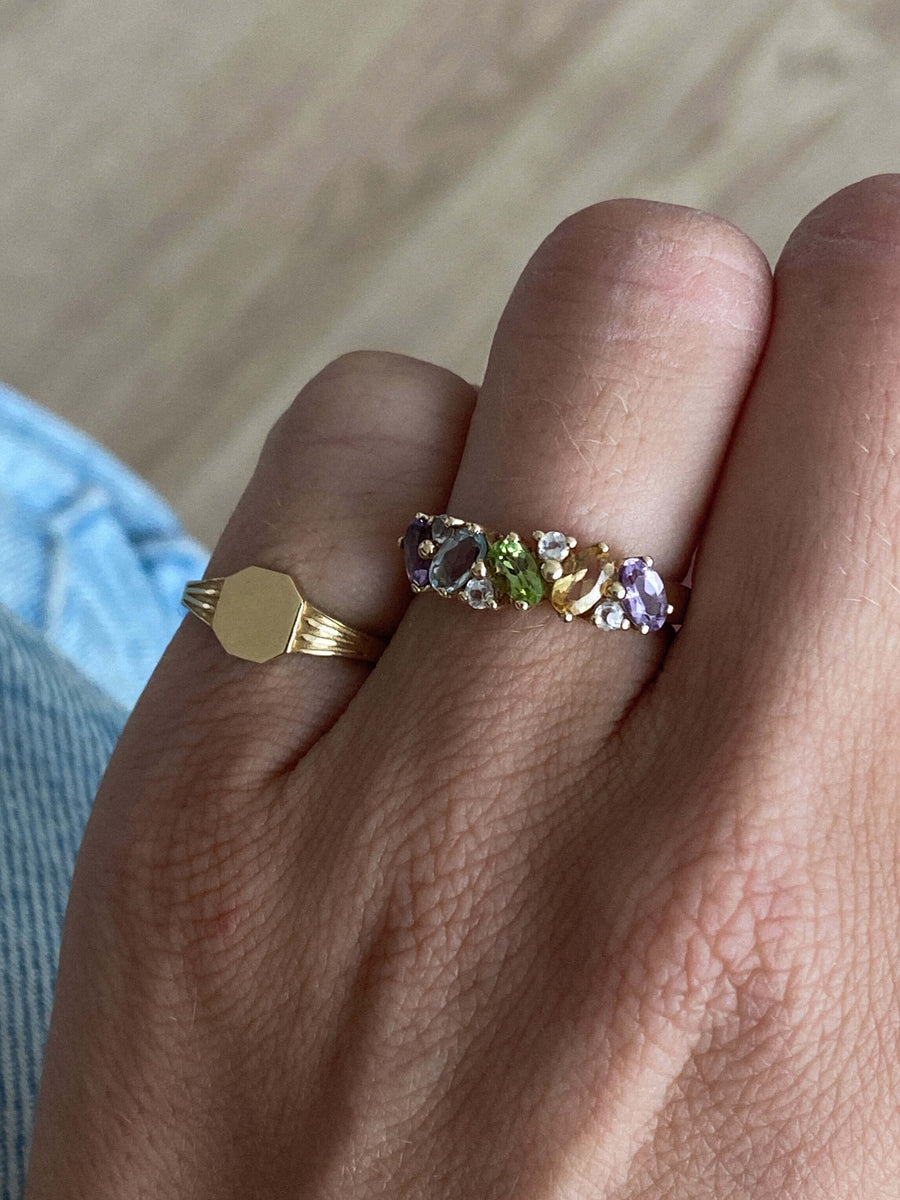 Vintage Pastel CZ, Peridot, Citrine, Amethyst & Topaz Ring