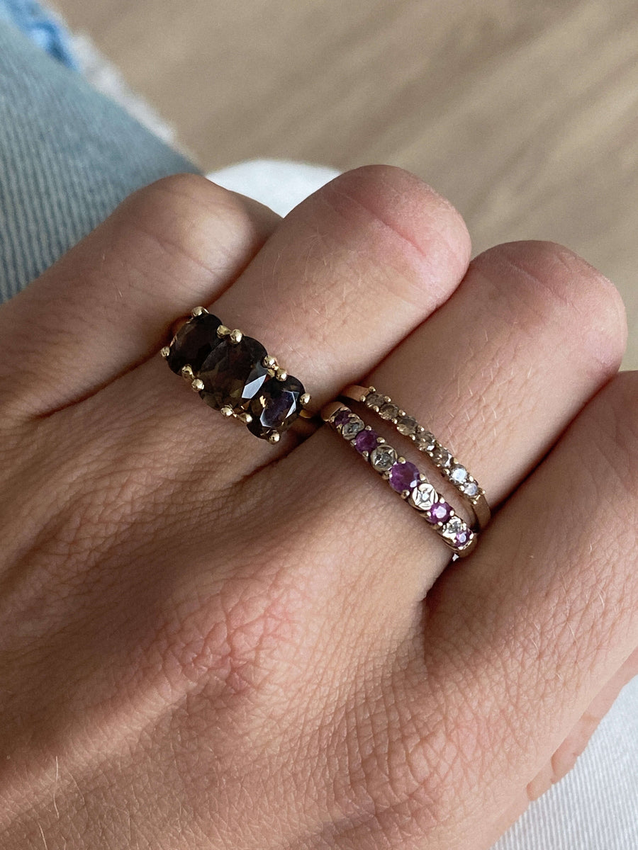 Vintage Ruby & Diamond Half Eternity Ring