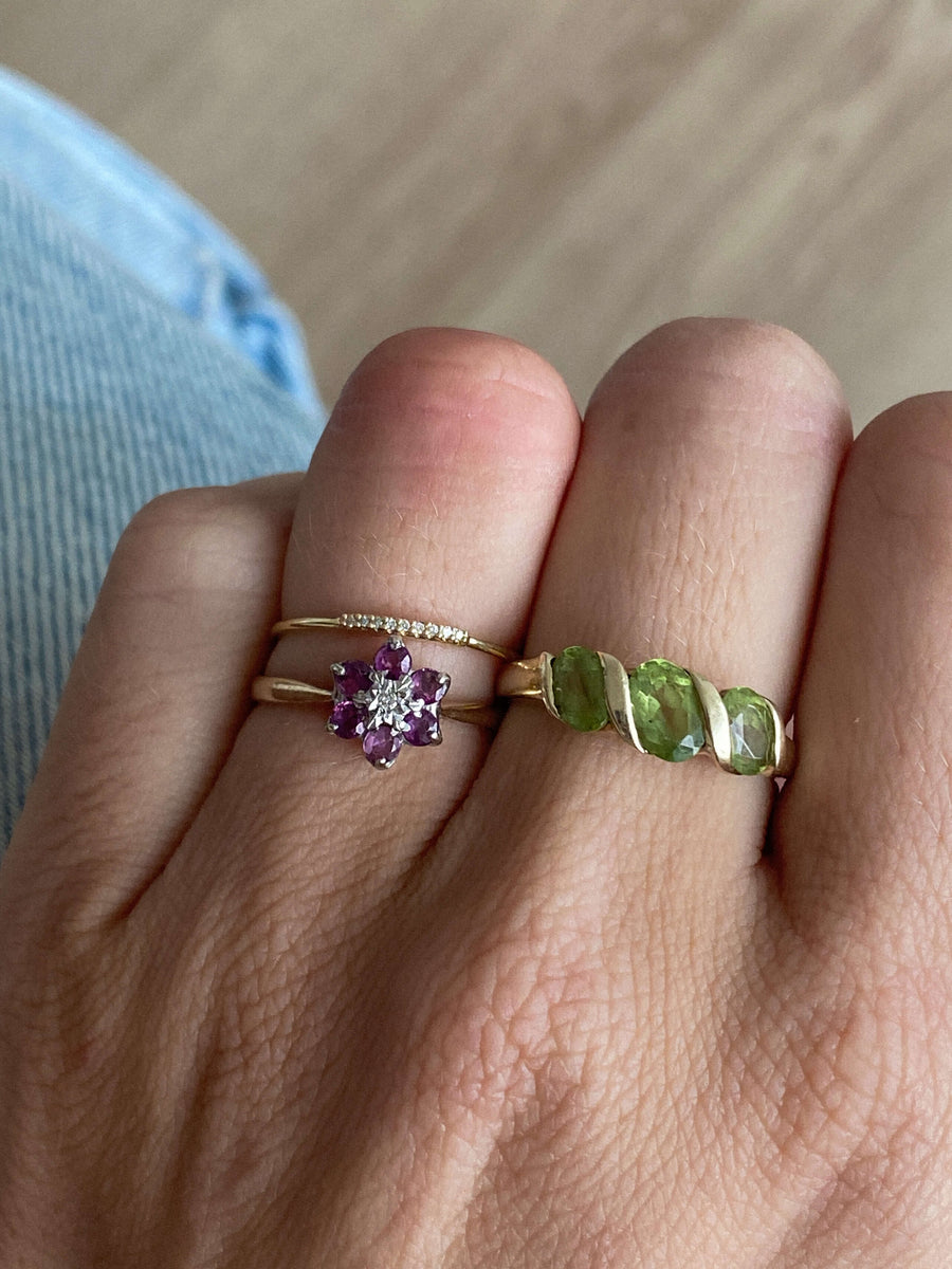 Vintage Ruby & Diamond Flower Ring