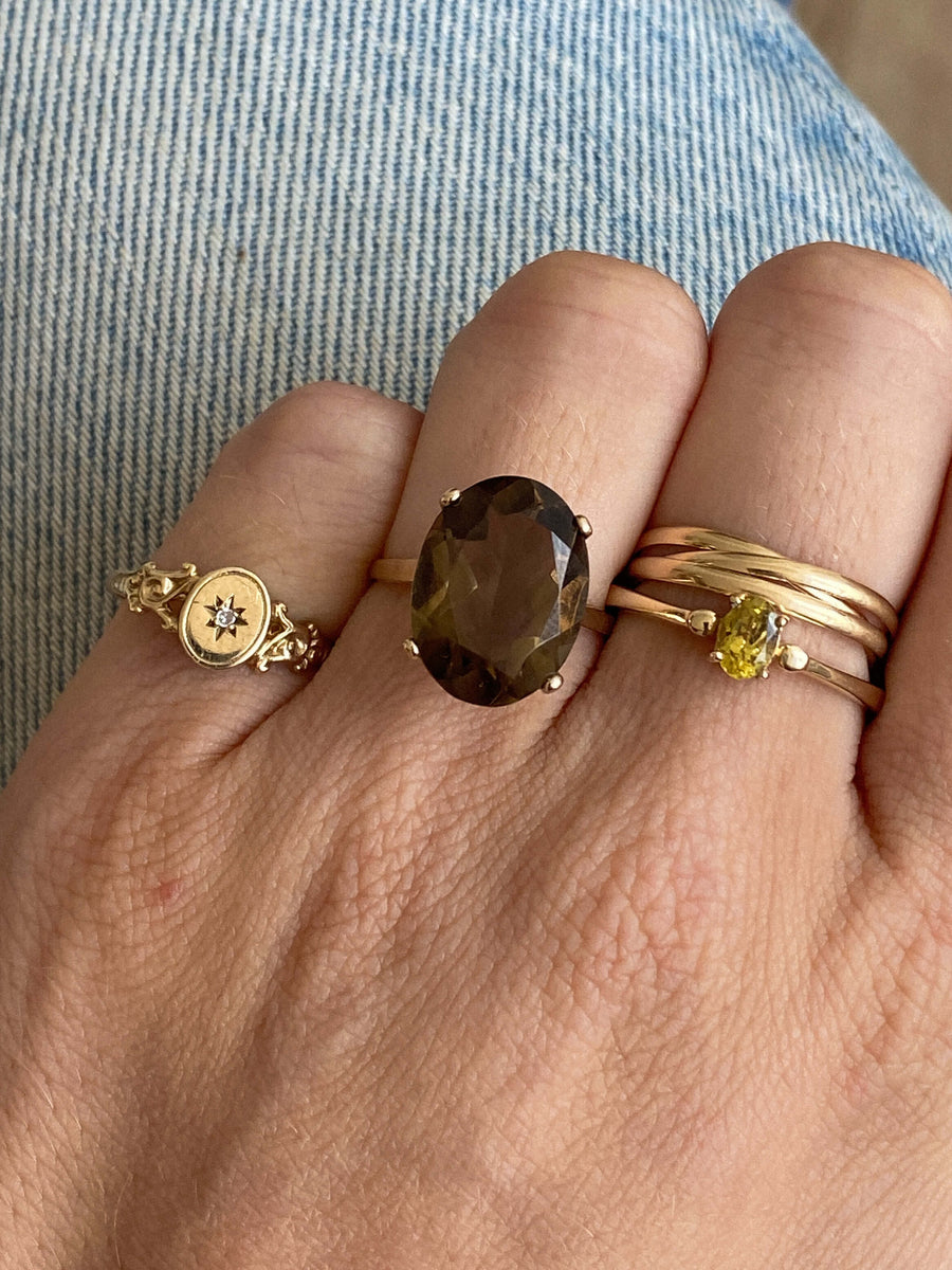 Vintage Smoky Quartz Oval Ring