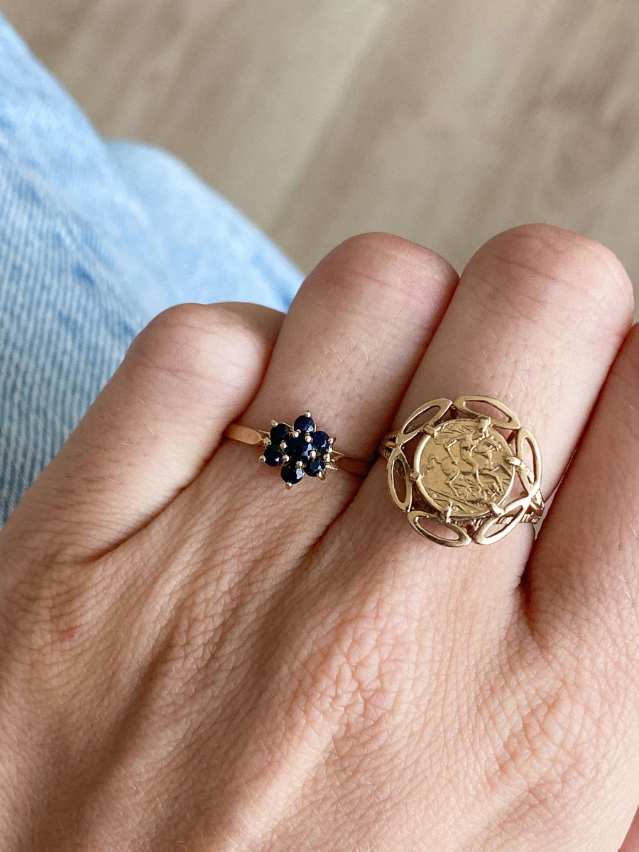 Vintage Sapphire Flower Ring