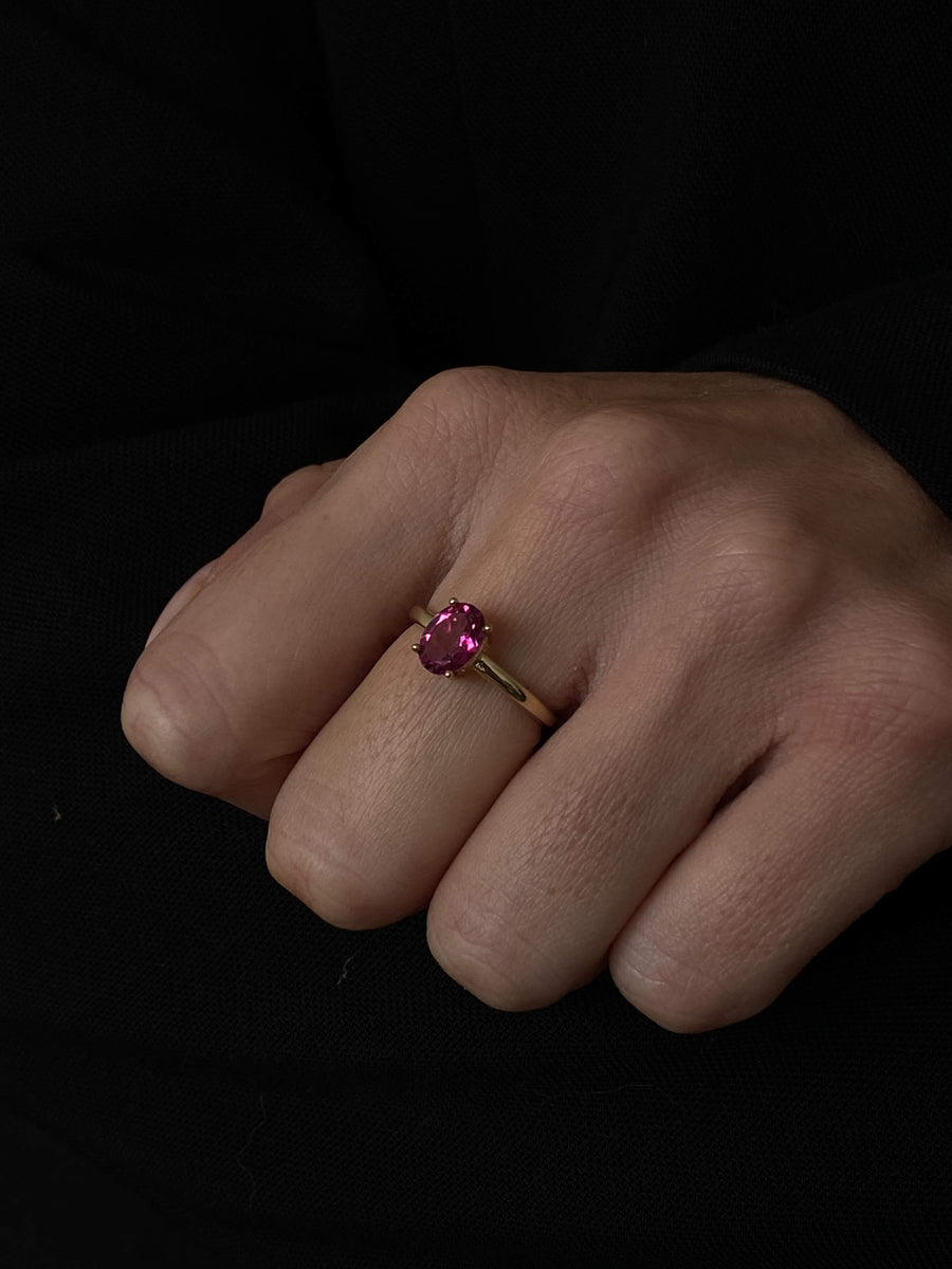 Pink Tourmaline Oval Ring