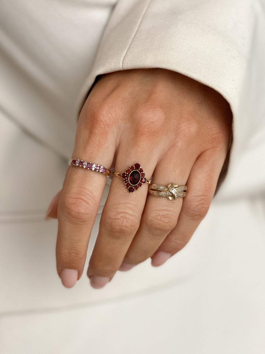 Vintage Ruby & Diamond Half Eternity Ring