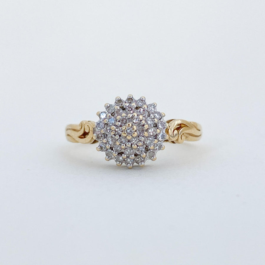 Vintage Diamond Cluster Ornate Ring