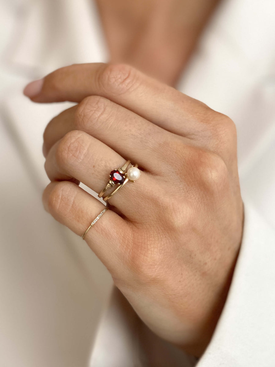 Vintage Garnet Accent Petite Ring