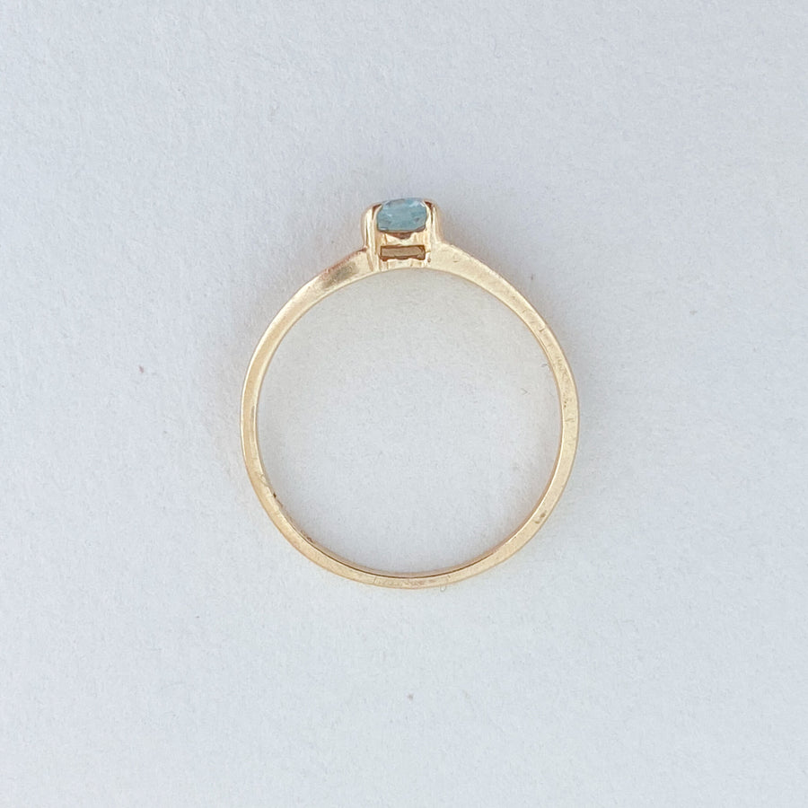 Vintage Aquamarine & Diamond Wave Ring