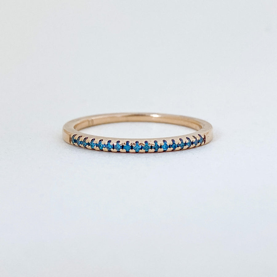 Vintage Blue Diamond Half Eternity Rose Gold Ring