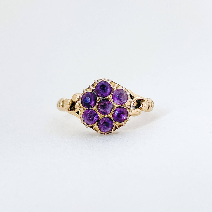 Vintage Amethyst Flower Ornate Ring
