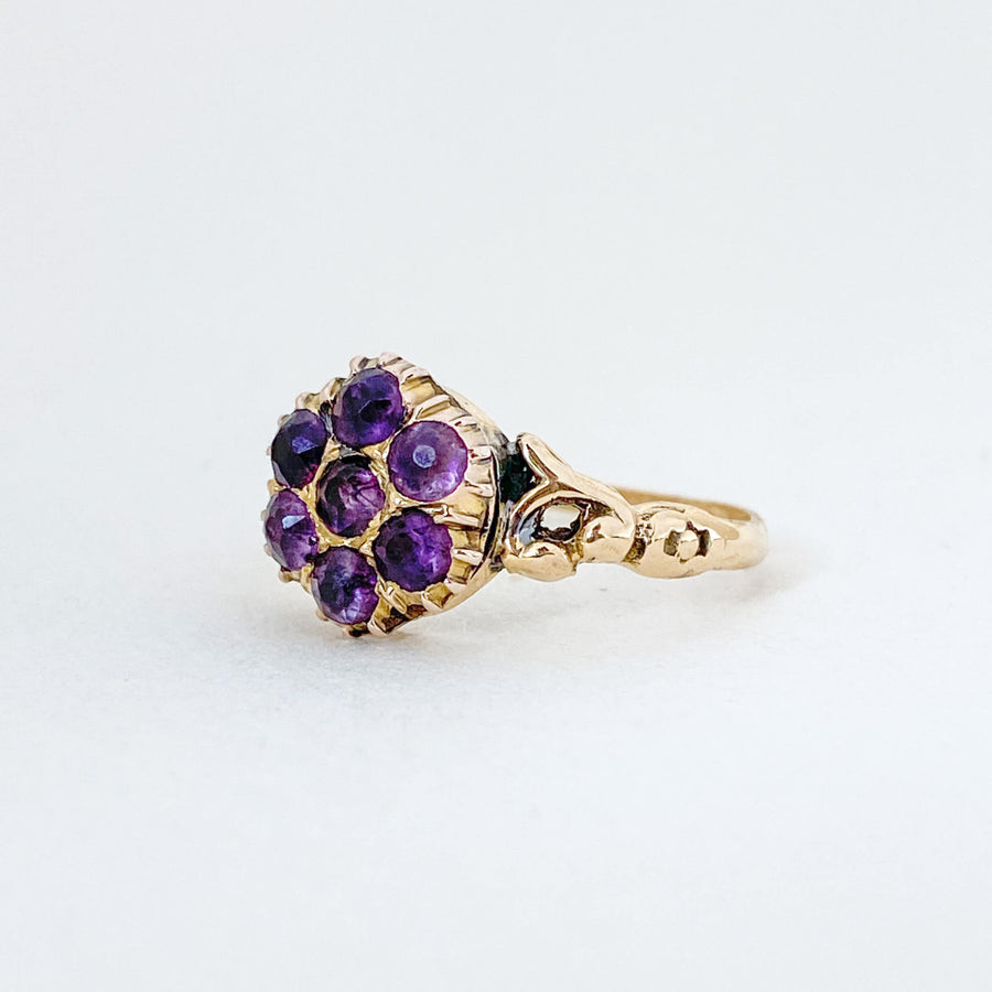 Vintage Amethyst Flower Ornate Ring