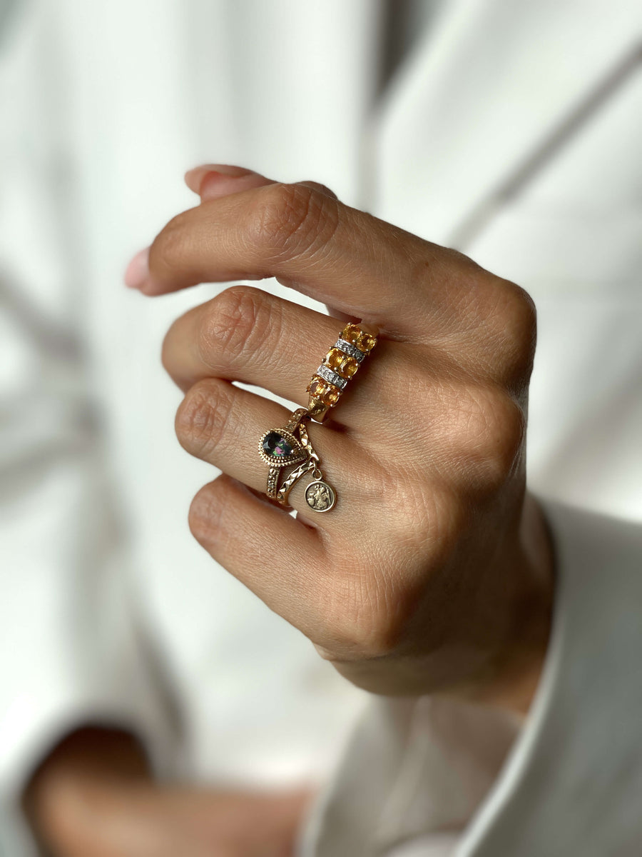 Vintage Yellow Sapphire & Diamond Ring
