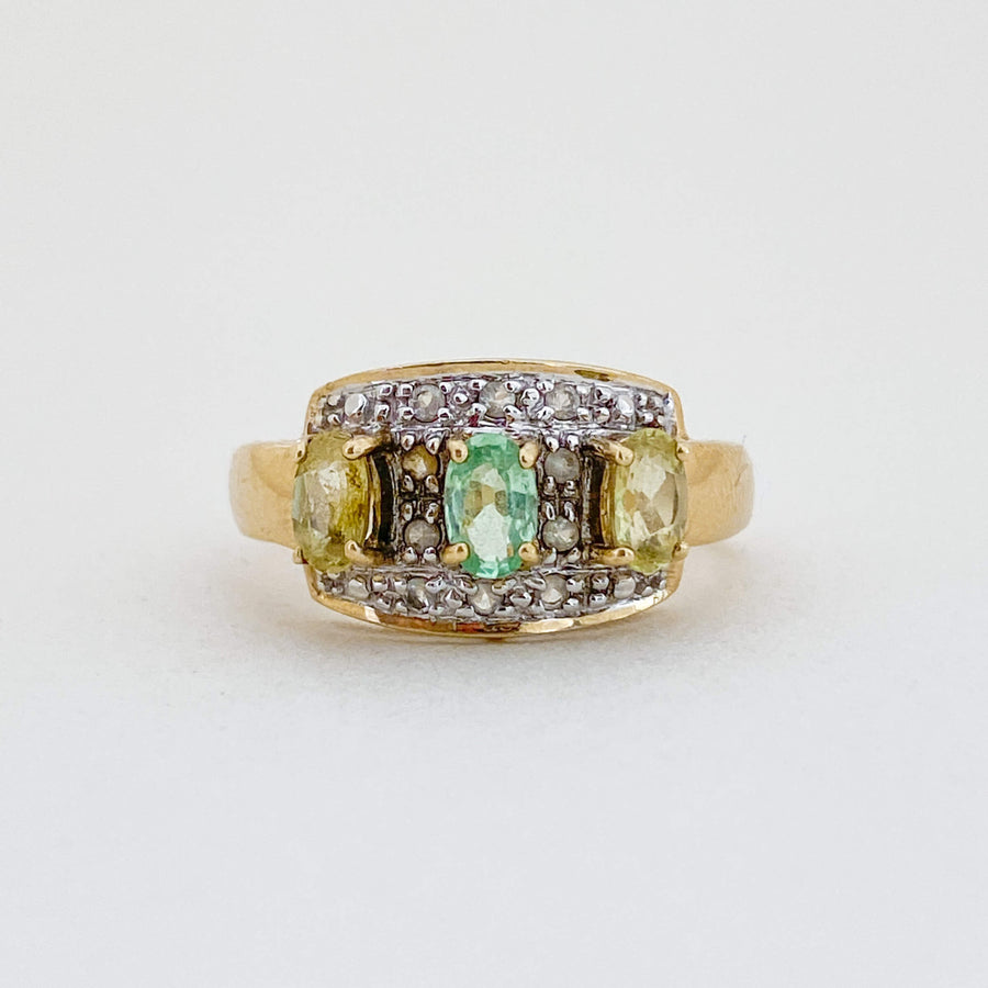 Citrine, Chrysolite & White Topaz l'Été Ring