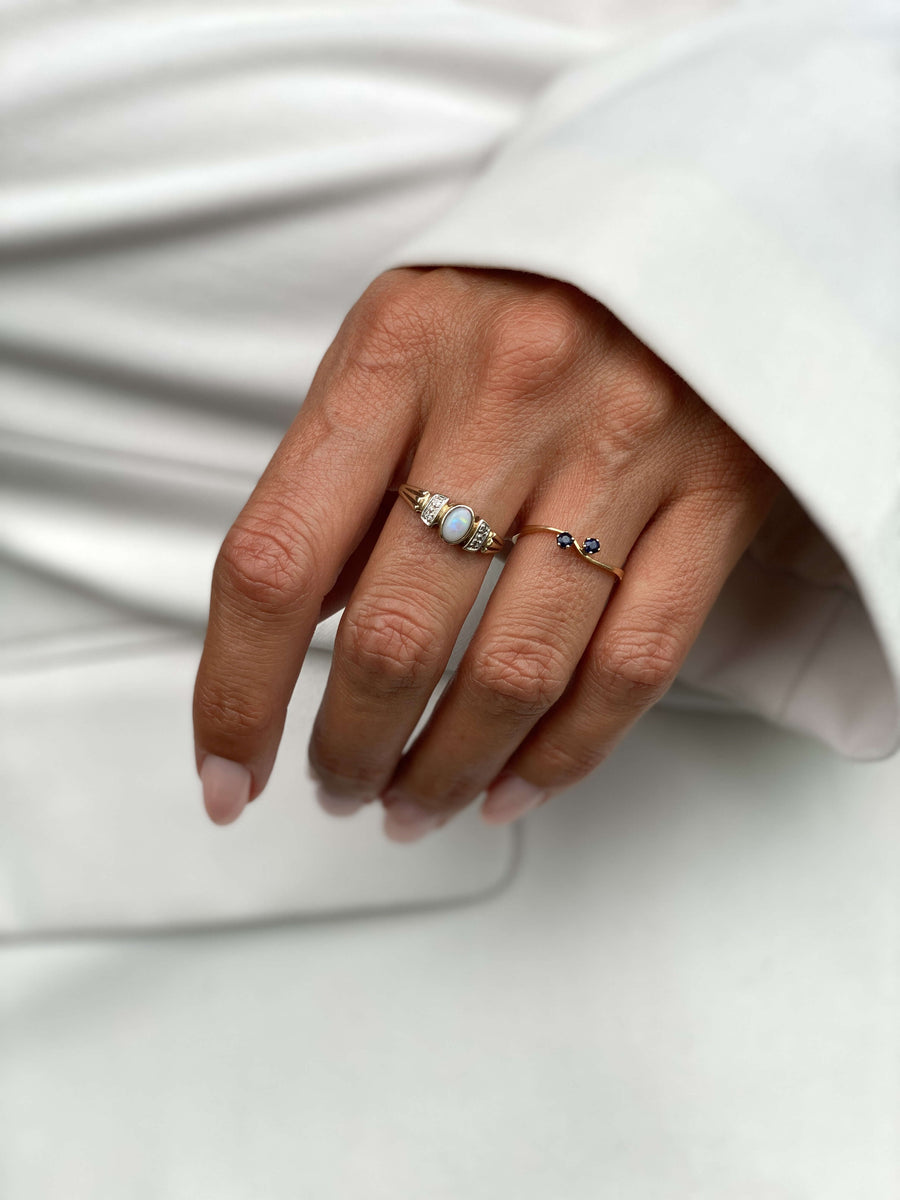 Vintage Opal & Diamond Accent Ring