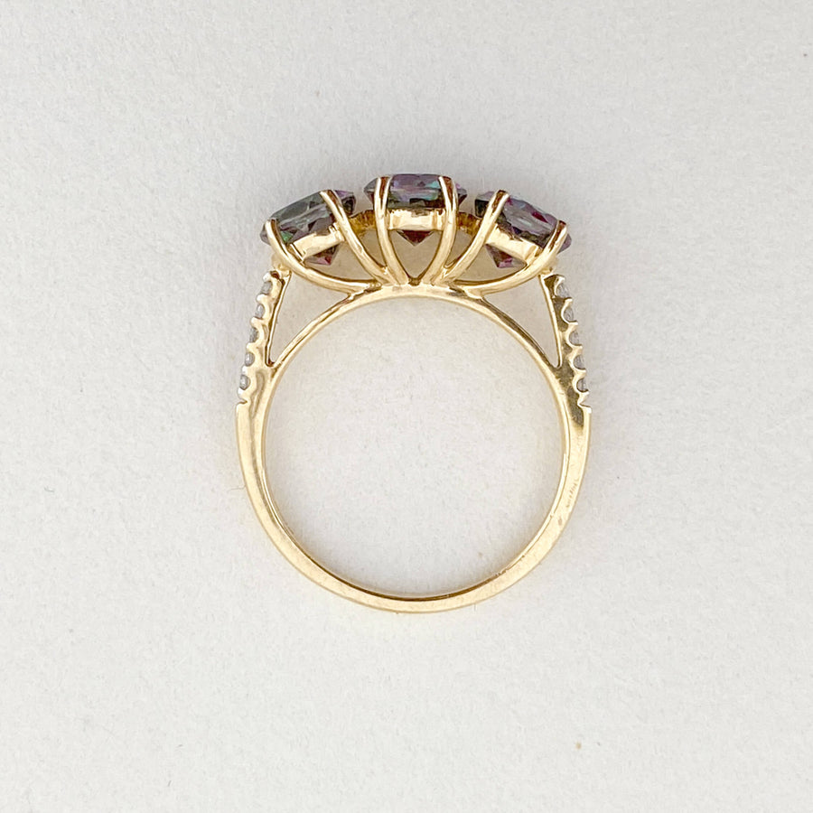 Vintage Mystic Topaz & Diamond Trilogy Ring