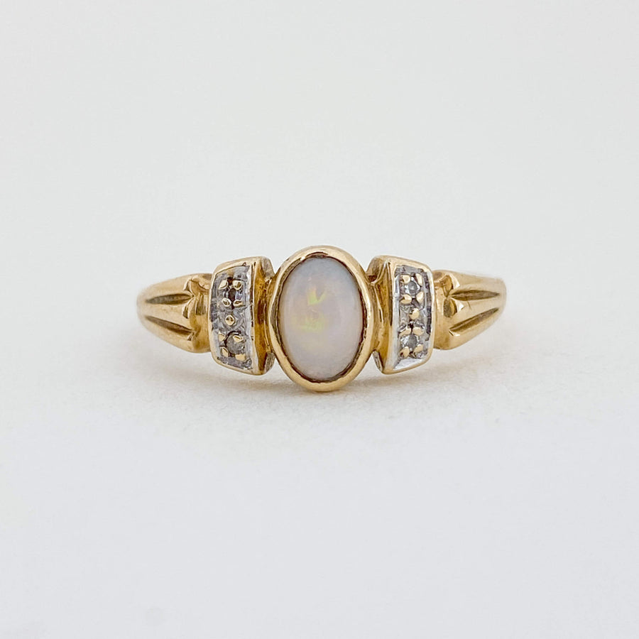 Vintage Opal & Diamond Accent Ring
