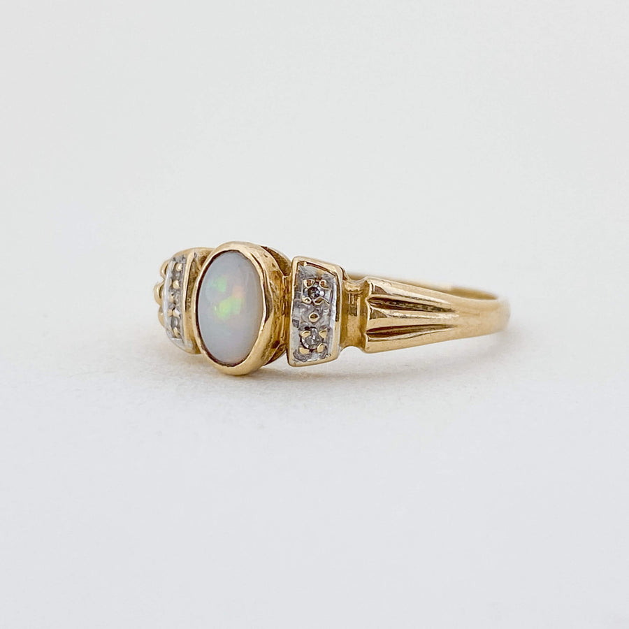 Vintage Opal & Diamond Accent Ring