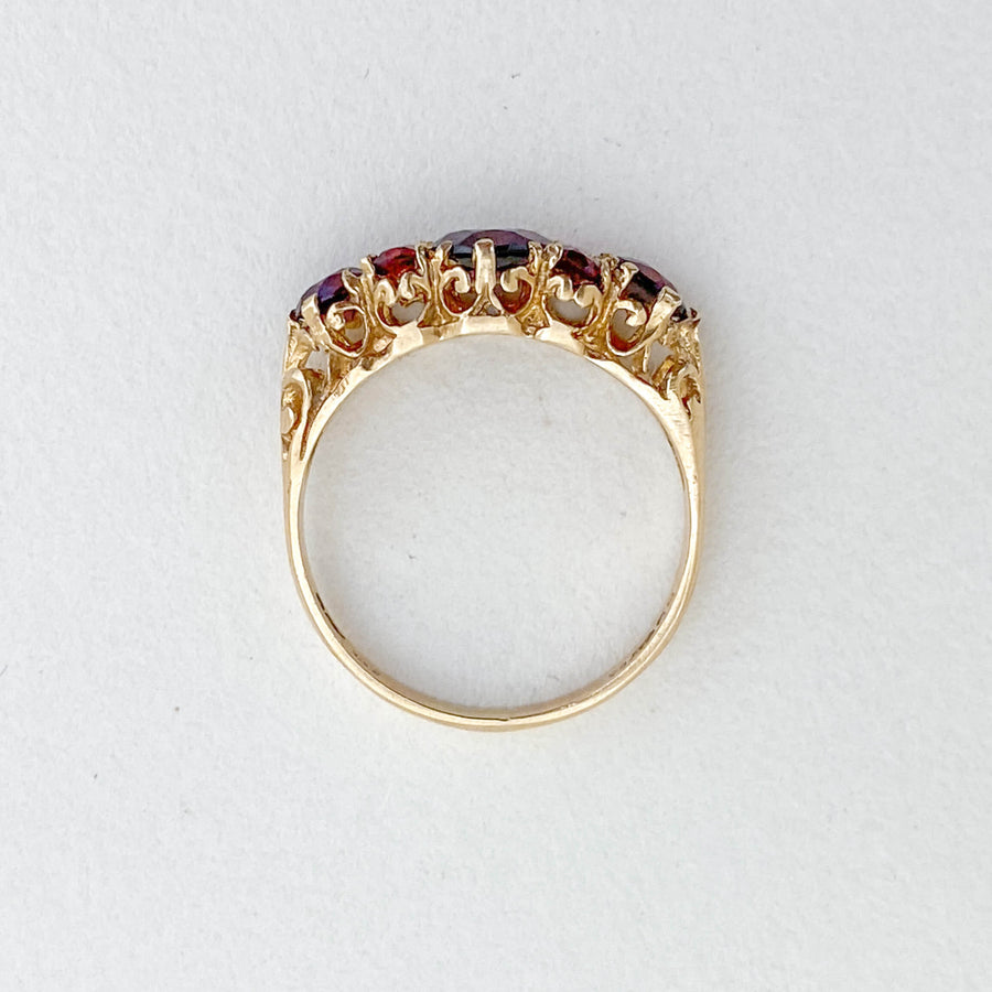 Vintage Garnet Half Eternity Ring