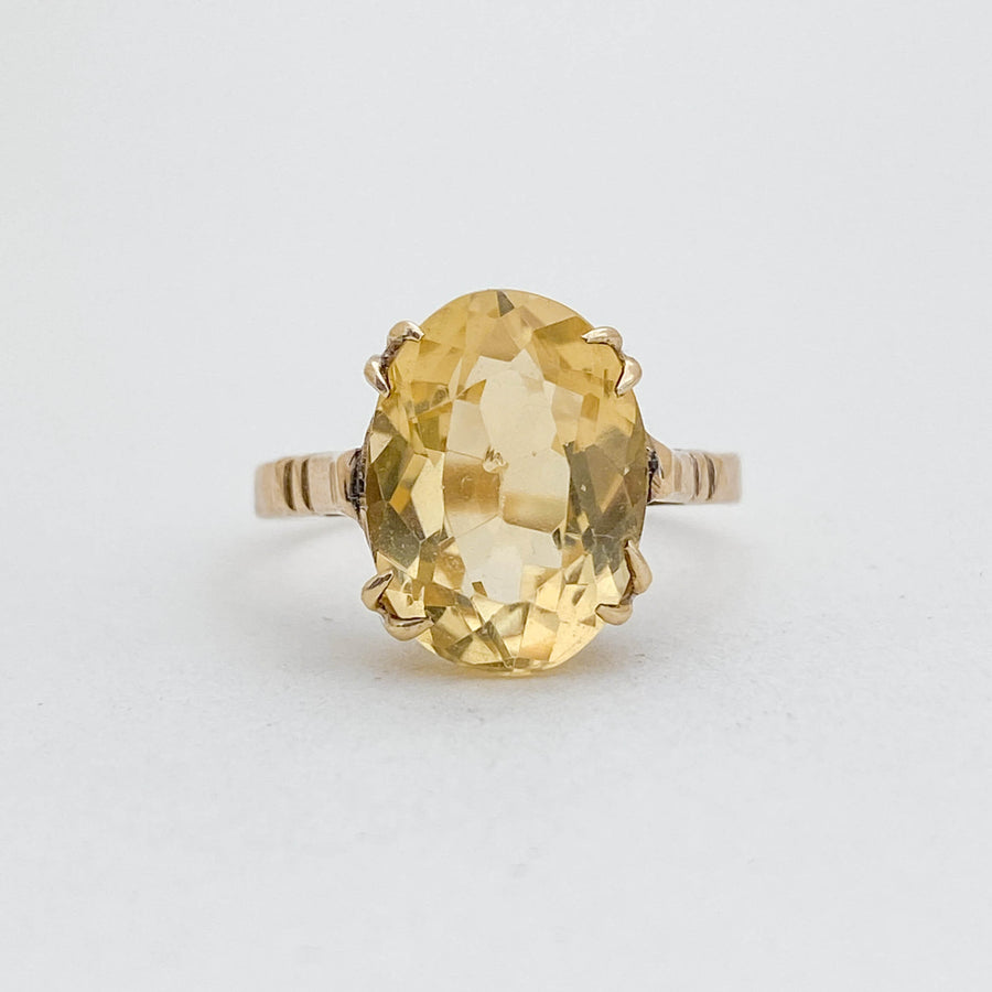 Vintage Citrine Oval Claw Ring