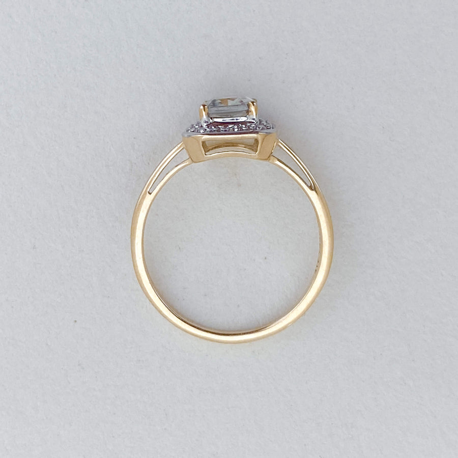 Vintage Topaz & Diamond Baguette Halo Ring