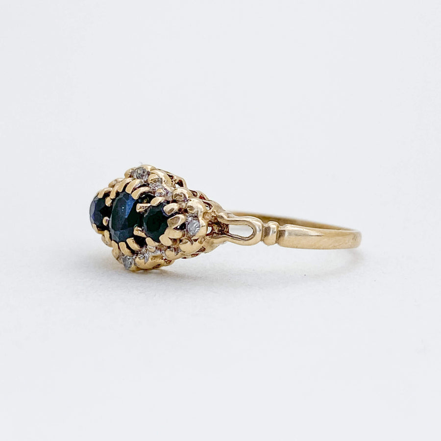 Vintage Sapphire & Diamond Cluster Ring