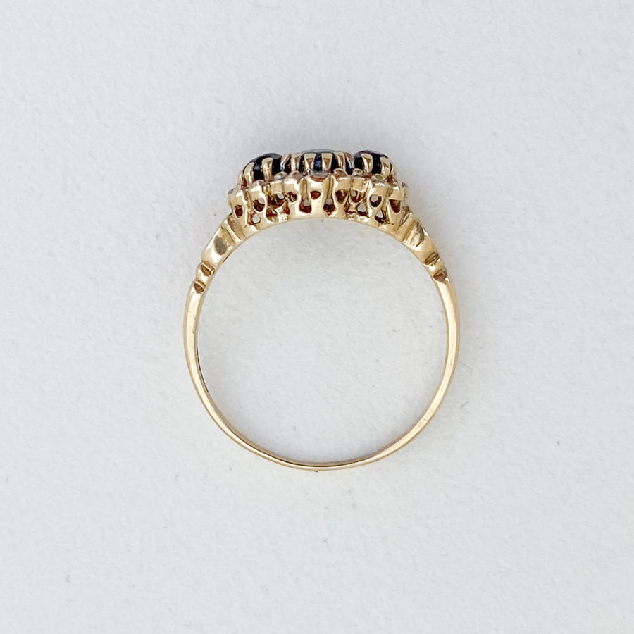 Vintage Sapphire & Diamond Cluster Ring