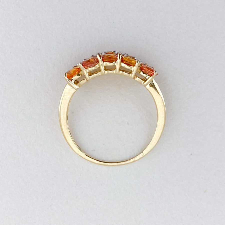 Orange Sapphire & Diamond Cluster Ring