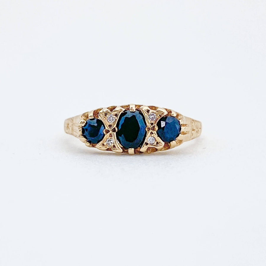 Vintage Spinel & Diamond Half Eternity Ring