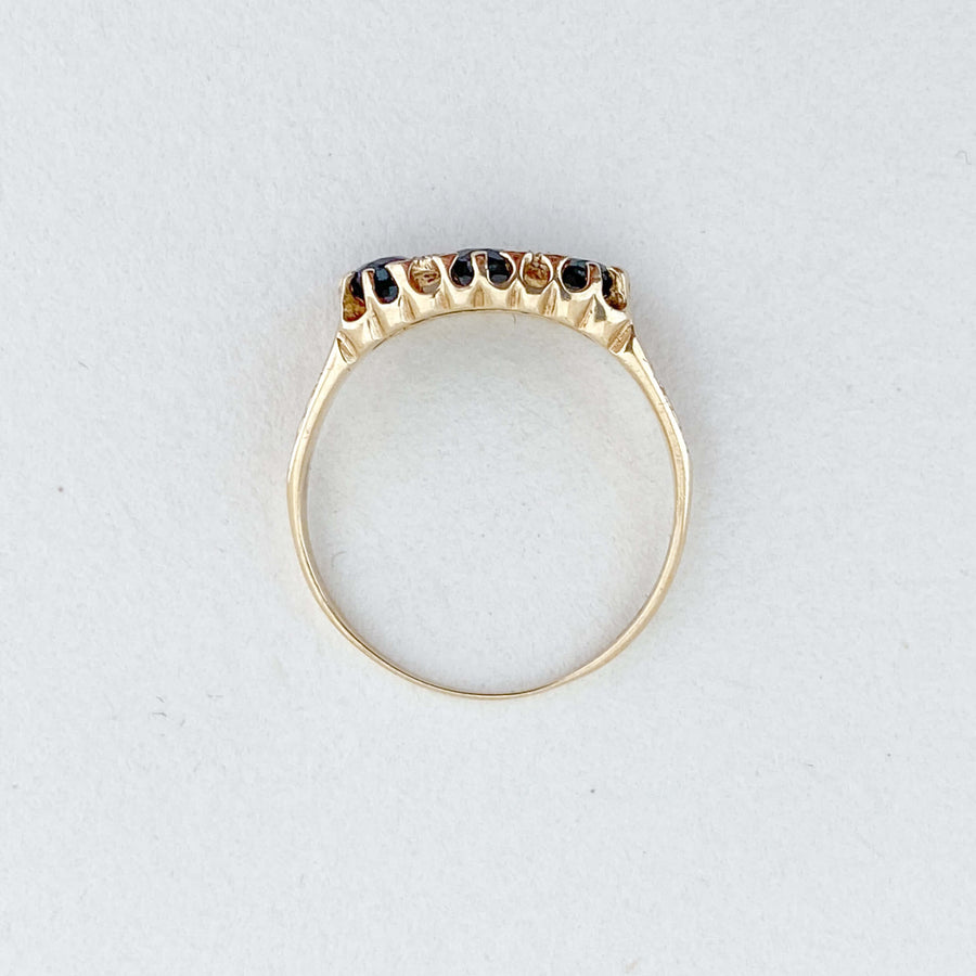 Vintage Spinel & Diamond Half Eternity Ring