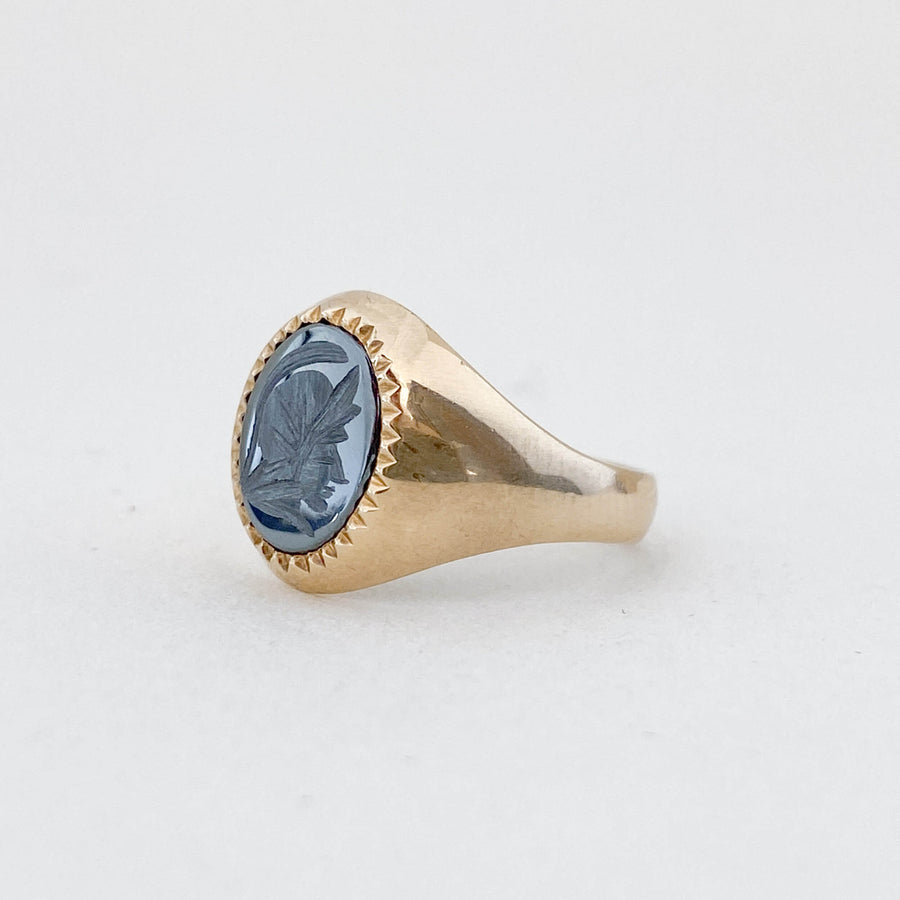 Vintage Hematite Signet Pinky Ring