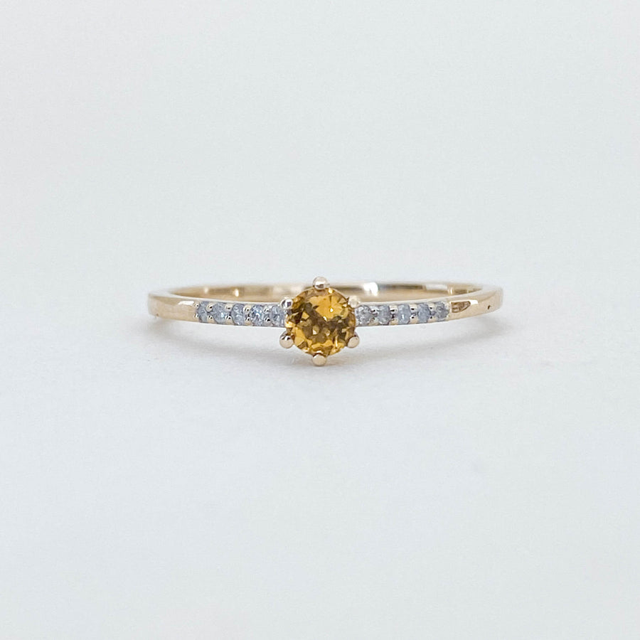 Vintage Citrine & Diamond Glâce Ring