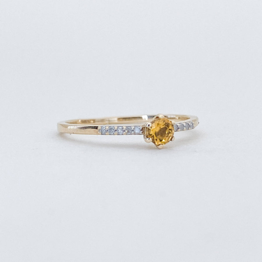 Vintage Citrine & Diamond Glâce Ring