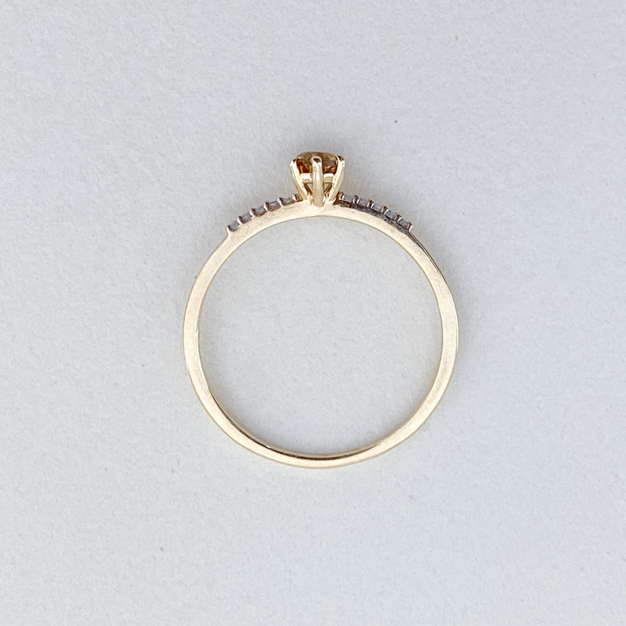 Vintage Citrine & Diamond Glâce Ring