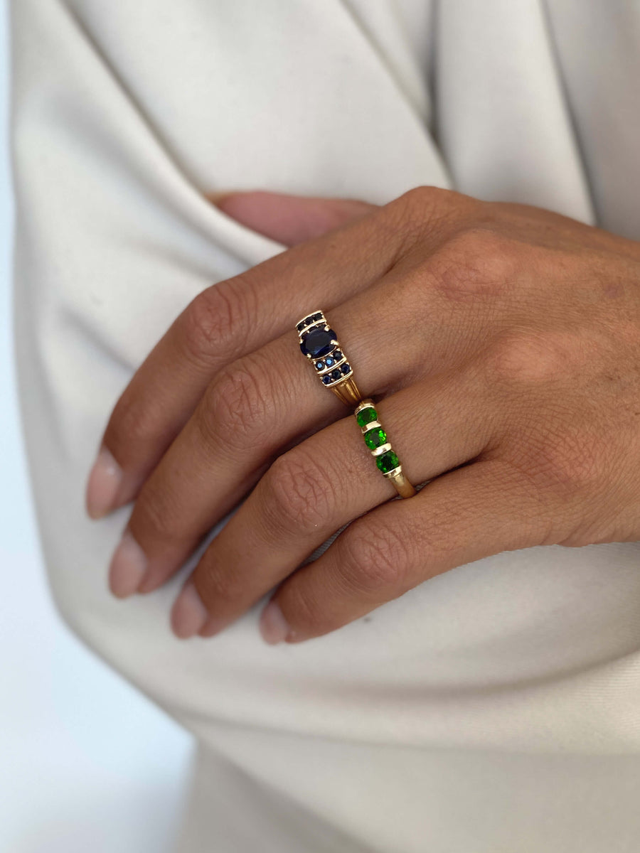 Vintage Chrome Diopside Trilogy Ring